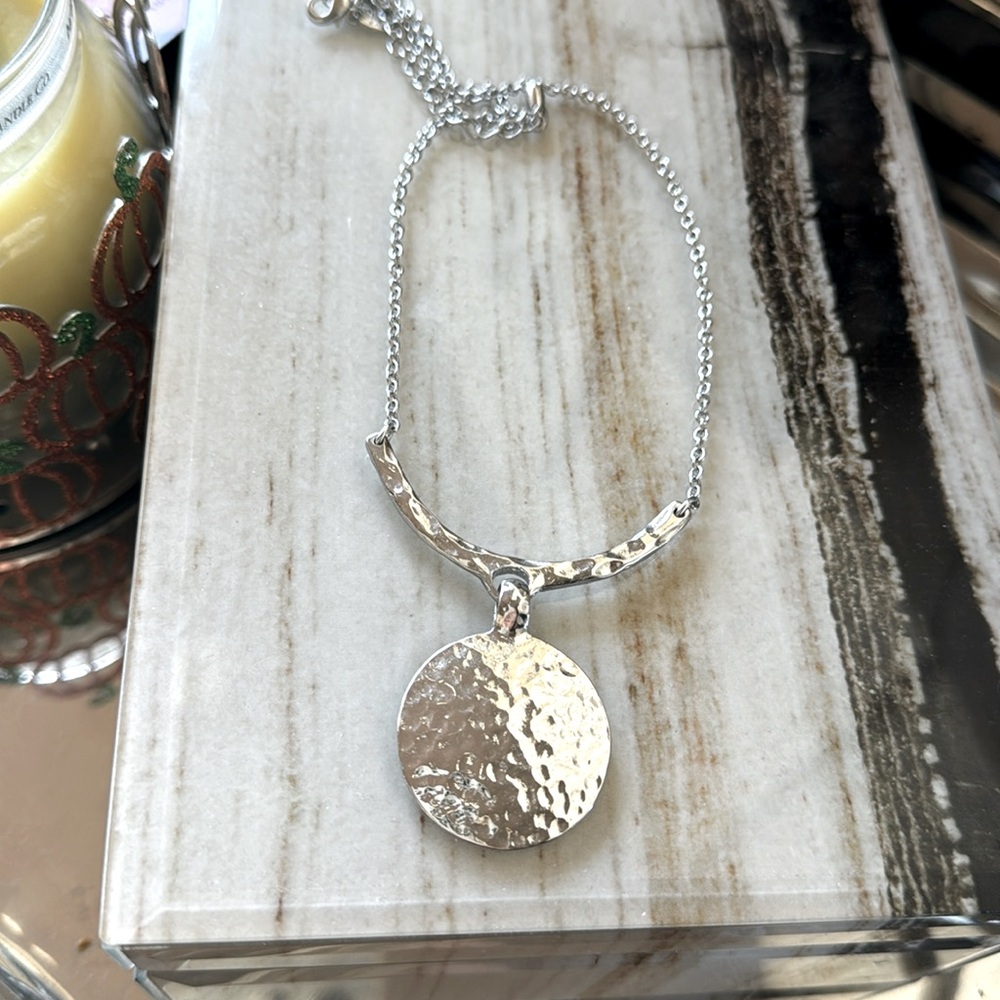 Lia Sophia Silver Hammered Necklace